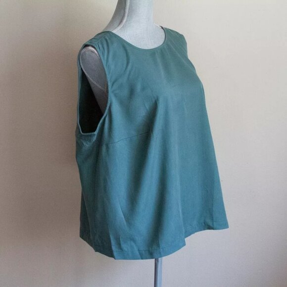 Ann Taylor LOFT PLUS Shirred Back Shell - Teal - Size 16 Plus - Picture 6 of 6
